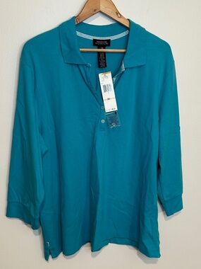 Jones New York Signature 3/4 Sleeve Blue Top 3X NWT